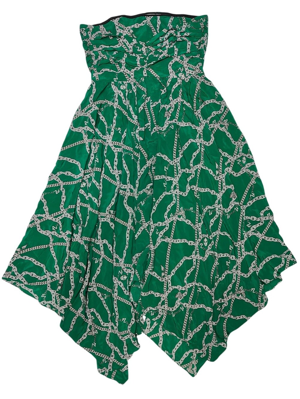 Zadig & Voltaire Emerald Green Chain-Print Dress Asymmetrical Length Size M